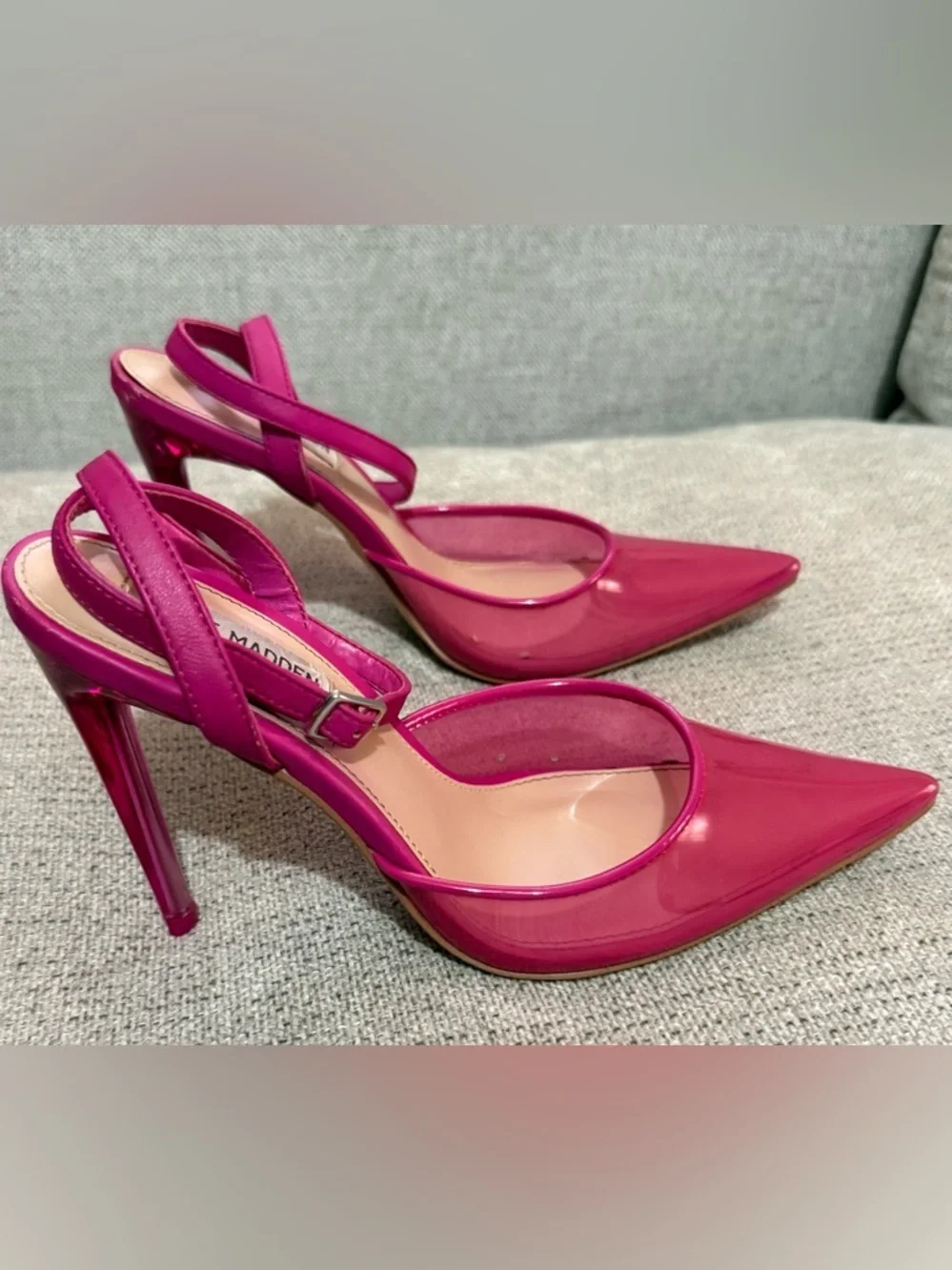 Steve Madden Hot Pink Patent D'Orsay Ankle-Strap Pumps